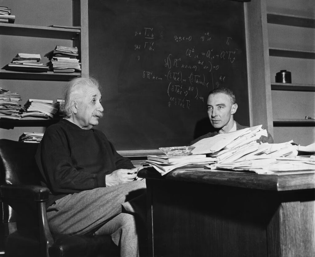 Oppenheimer with Einstein - both grappled with ethical dilemmas