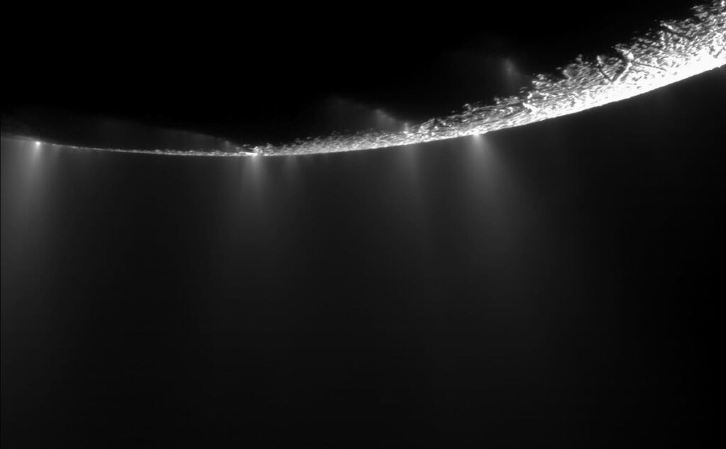 Enceladus as captured by the Cassini mission.