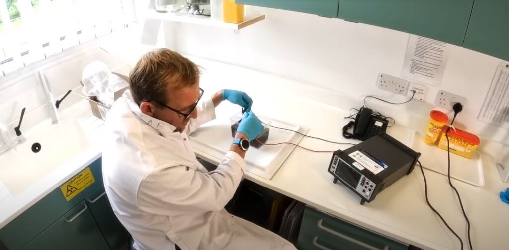 Nodules being experimented on in a lab to test oxygen production.